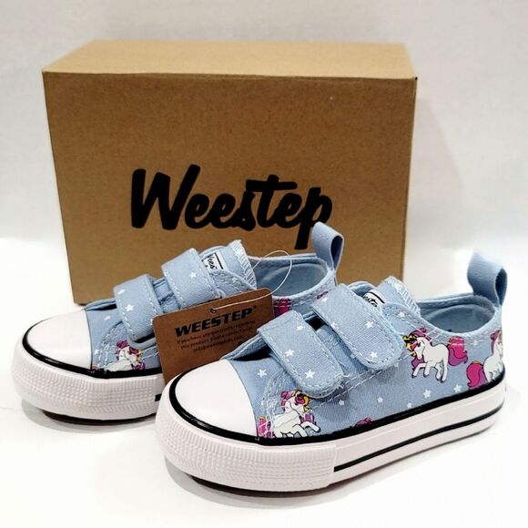 NWT Weestep Toddler Adjustable Velcro Double Strap Unicorn Canvas Sneakers Sz 6 - Picture 1 of 12